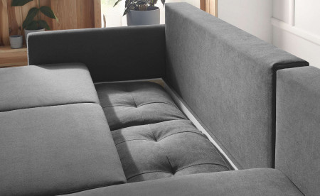 BOBOCHIC BALIO - Canapé d'angle en tissu convertible avec coffre 4 places - Droit BOBOCHIC BALIO - Canapé d'angle en tissu convertible avec coffre 4 places - Droit