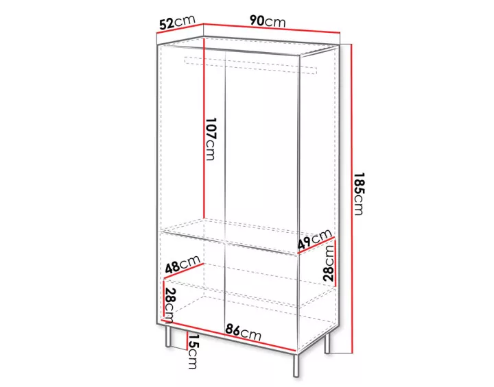 Armoire avec penderie et étagères écru 185x90 cm Timote