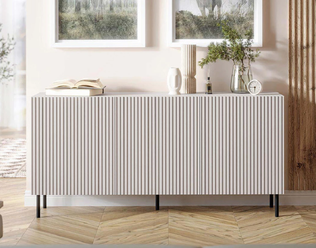 Buffet 3 portes écru 156 cm...