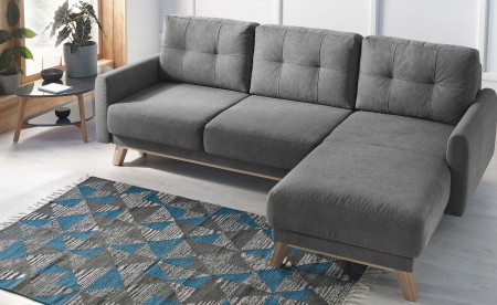 BOBOCHIC BALIO - Canapé d'angle en tissu convertible avec coffre 4 places - Droit BOBOCHIC BALIO - Canapé d'angle en tissu convertible avec coffre 4 places - Droit