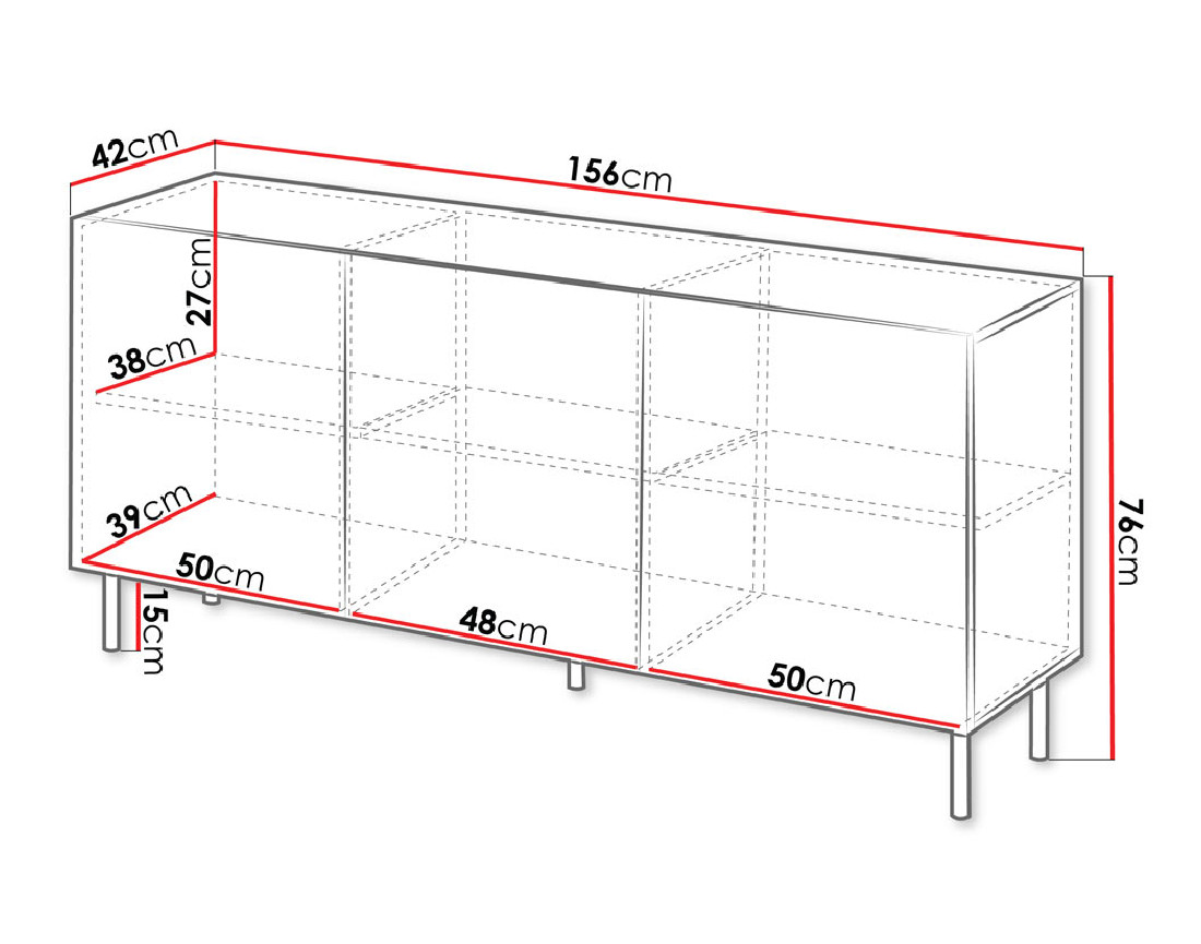 Buffet 3 portes écru 156 cm Timote