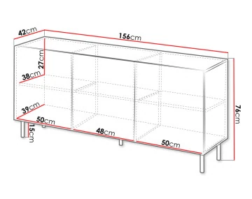 Buffet 3 portes écru 156 cm Timote