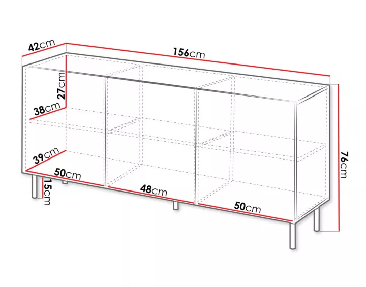 Buffet 3 portes écru 156 cm Timote