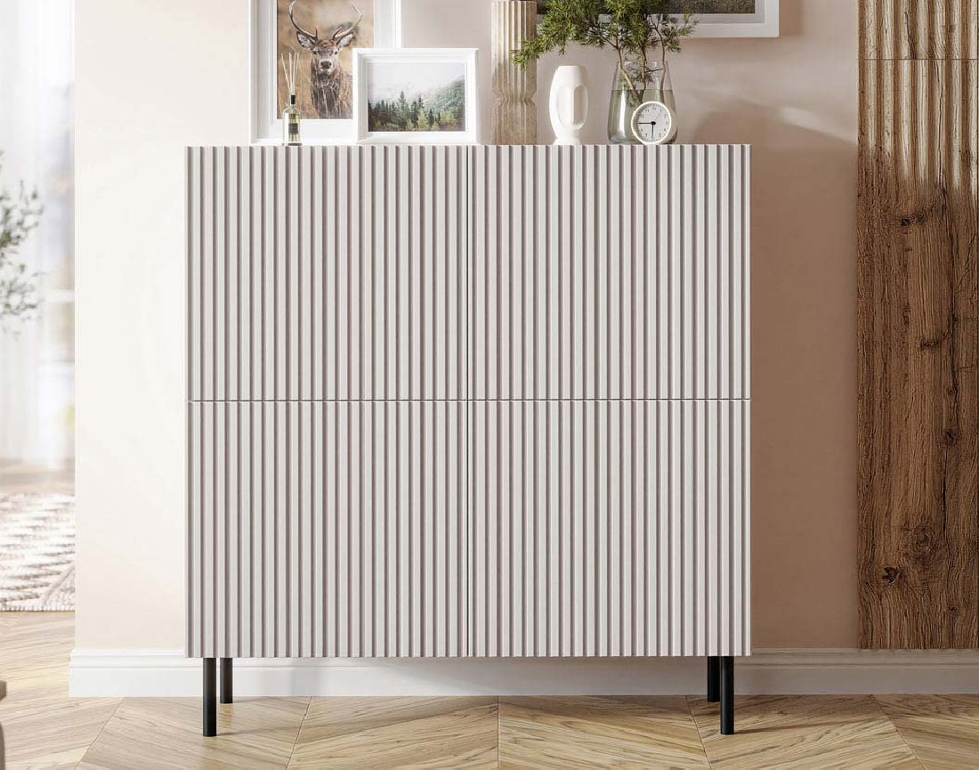 Buffet écru 4 portes 106 cm Timote