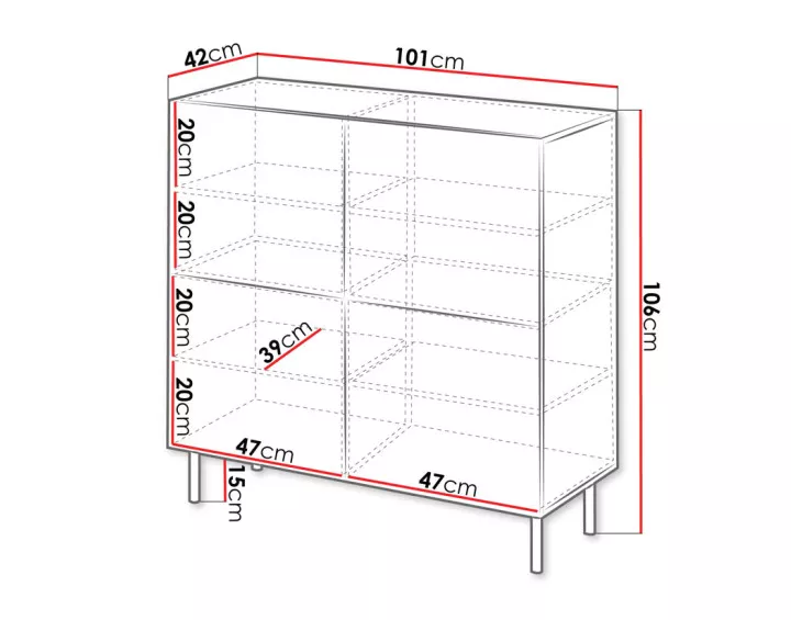 Buffet 2 portes écru 106 cm Timote