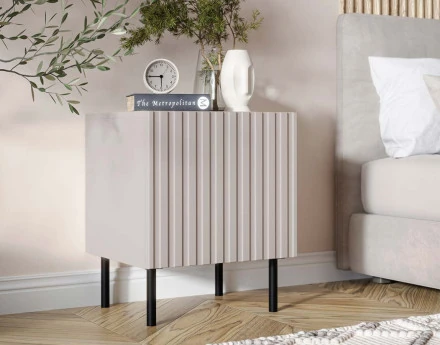 Table de chevet 1 porte écru 54 cm Timote