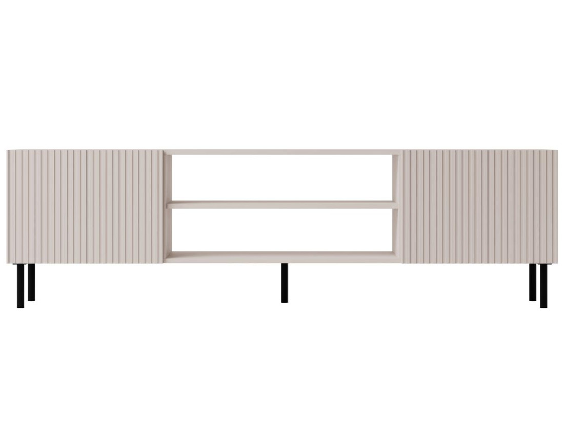 Meuble TV 2 portes et 2 niches écru 181 cm Timote