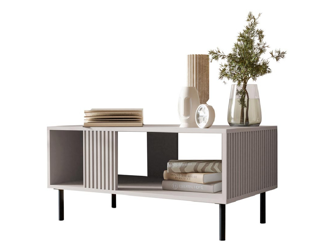 Table basse avec niche de rangement écru 1 niche 92 cm Timote