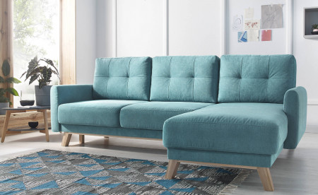 BOBOCHIC BALIO - Canapé d'angle en tissu convertible avec coffre 4 places - Droit BOBOCHIC BALIO - Canapé d'angle en tissu convertible avec coffre 4 places - Droit