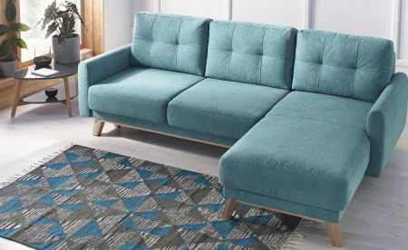BOBOCHIC BALIO - Canapé d'angle en tissu convertible avec coffre 4 places - Droit BOBOCHIC BALIO - Canapé d'angle en tissu convertible avec coffre 4 places - Droit