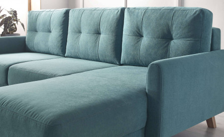 BOBOCHIC BALIO - Canapé d'angle en tissu convertible avec coffre 4 places - Droit BOBOCHIC BALIO - Canapé d'angle en tissu convertible avec coffre 4 places - Droit