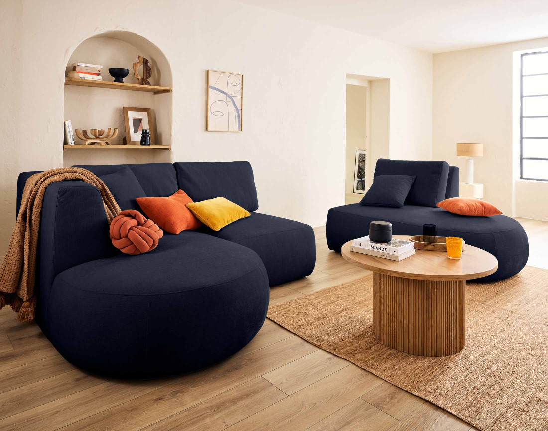 Module d'assise sans accoudoirs en tissu texturé Santorini