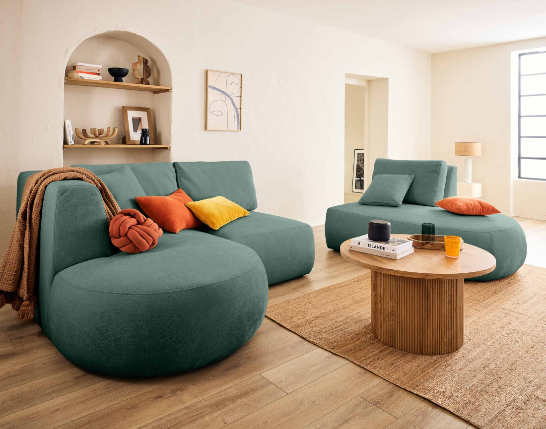 Module d'assise sans accoudoirs en tissu texturé Santorini