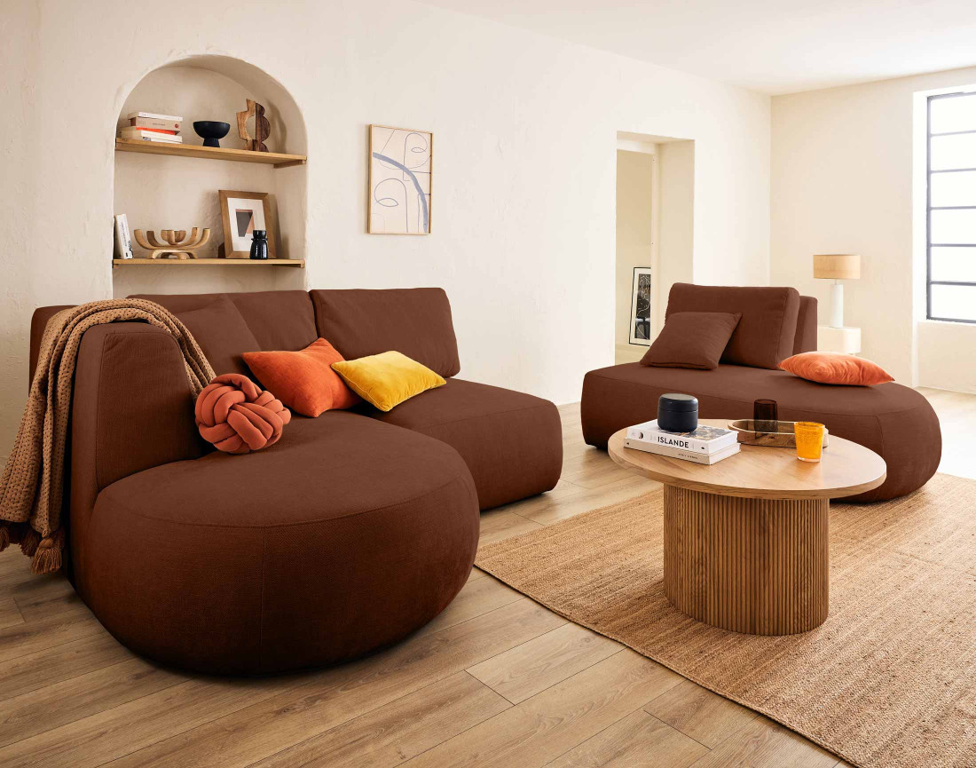 Module d'assise sans accoudoirs en tissu texturé Santorini