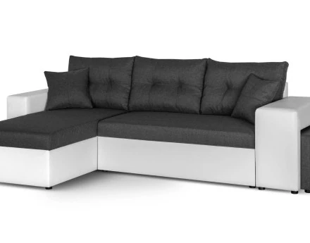 California - Canapé d'angle réversible - convertible avec coffre et étagère de rangement - en simili et tissu