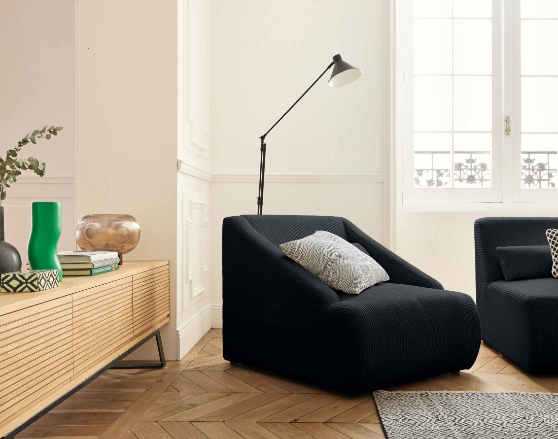 Fauteuil en velours côtelé Onyx