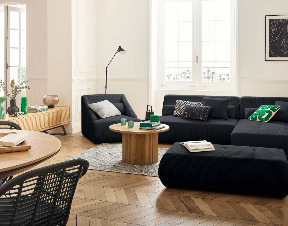 Fauteuil en velours côtelé Onyx