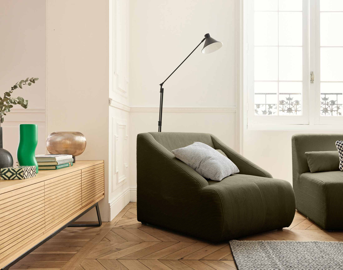 Fauteuil en velours côtelé Onyx