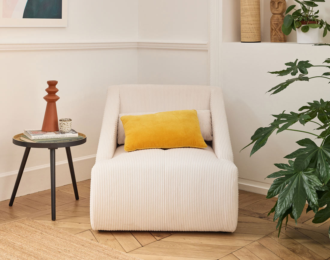 Fauteuil en velours côtelé Onyx