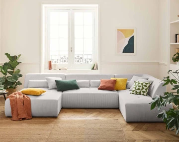 Canapé panoramique d'angle droit 7 places Onyx - Best Mobilier
