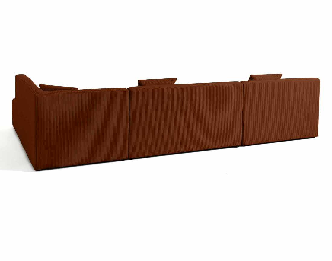 Canapé panoramique d'angle droit 7 places en velours côtelé Onyx