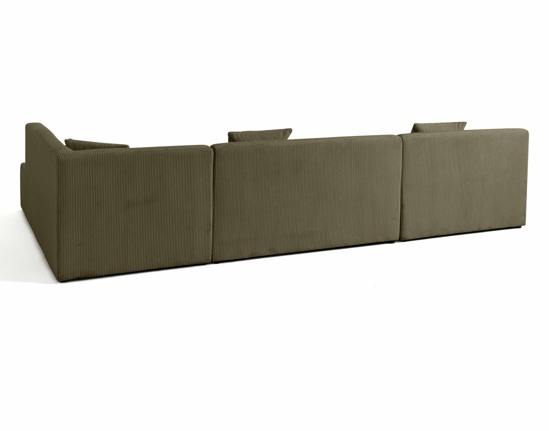 Canapé panoramique d'angle droit 7 places en velours côtelé Onyx