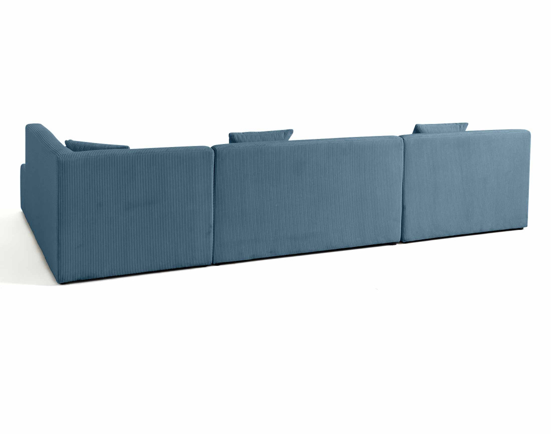 Canapé panoramique d'angle droit 7 places en velours côtelé Onyx