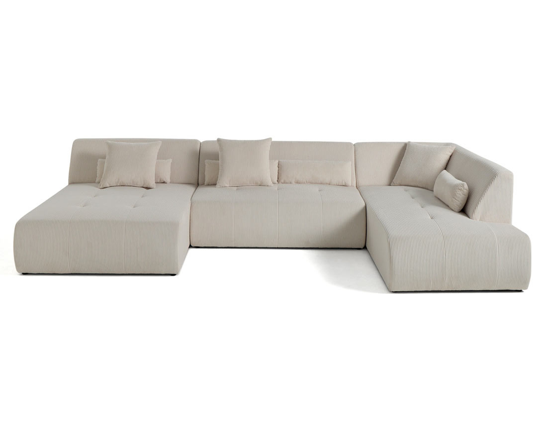 Canapé panoramique d'angle droit 7 places en velours côtelé Onyx Canapé panoramique d'angle droit 7 places en velours côtelé Onyx