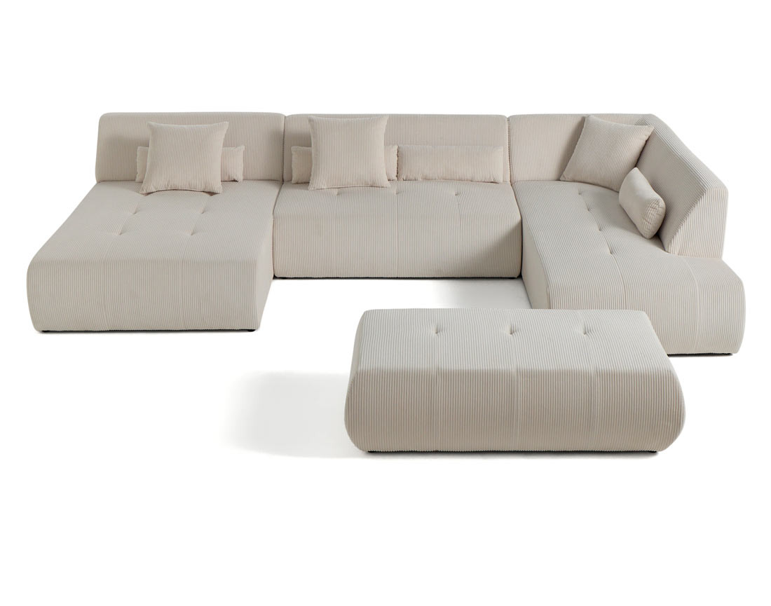 Canapé panoramique d'angle droit 7 places en velours côtelé Onyx Canapé panoramique d'angle droit 7 places en velours côtelé Onyx