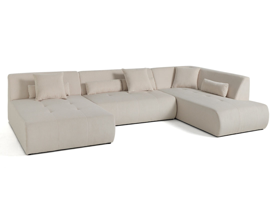 Canapé panoramique d'angle droit 7 places en velours côtelé Onyx Canapé panoramique d'angle droit 7 places en velours côtelé Onyx