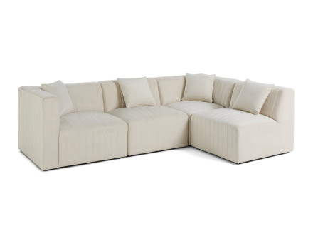 Canapé modulable d'angle droit 5 places en velours Nova