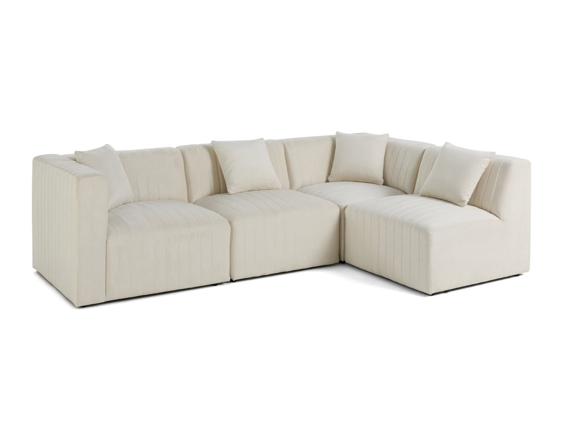 Canapé modulable d'angle droit 5 places en velours Nova