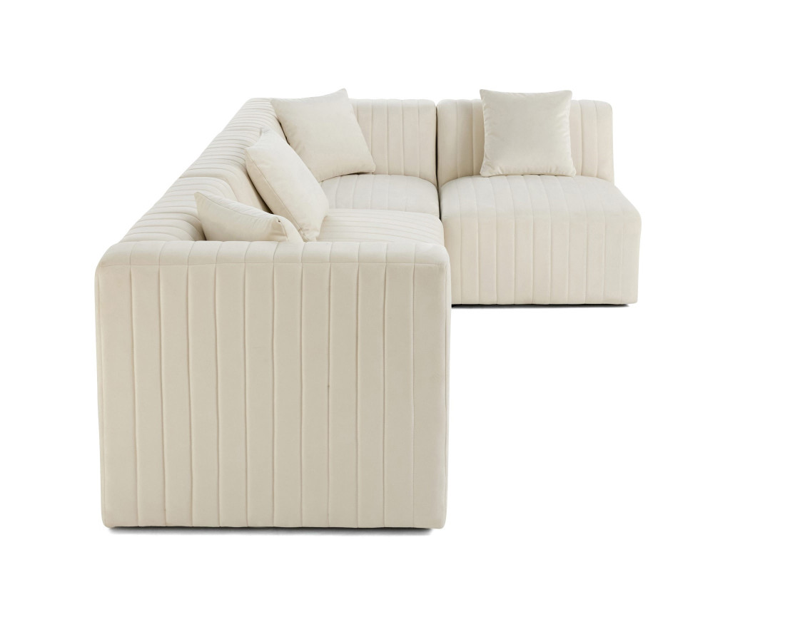 Canapé modulable d'angle droit 5 places en velours Nova