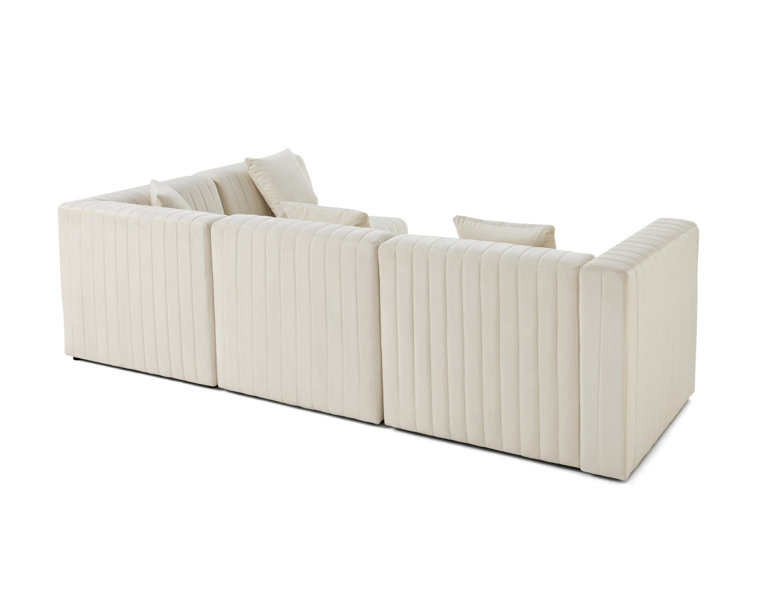 Canapé modulable d'angle droit 5 places en velours Nova