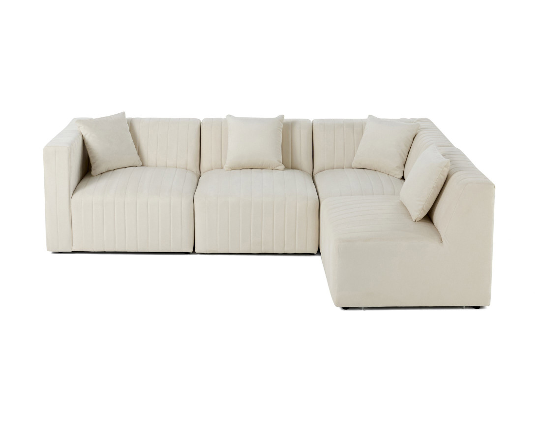 Canapé modulable d'angle droit 5 places en velours Nova