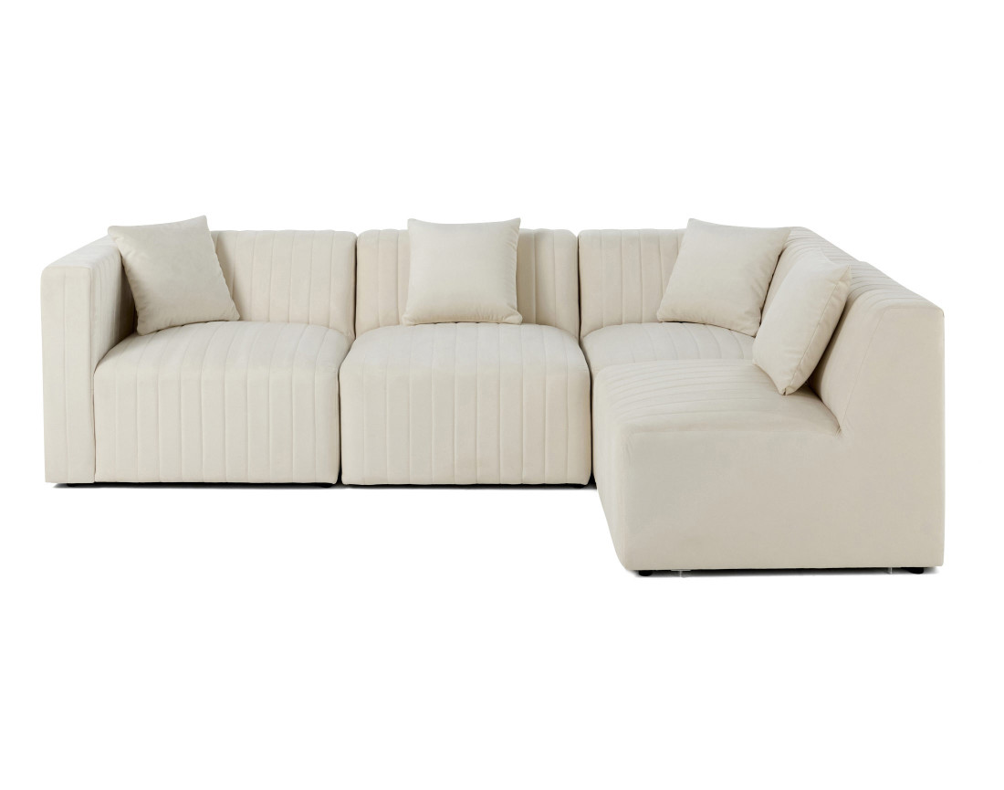 Canapé modulable d'angle droit 5 places en velours Nova