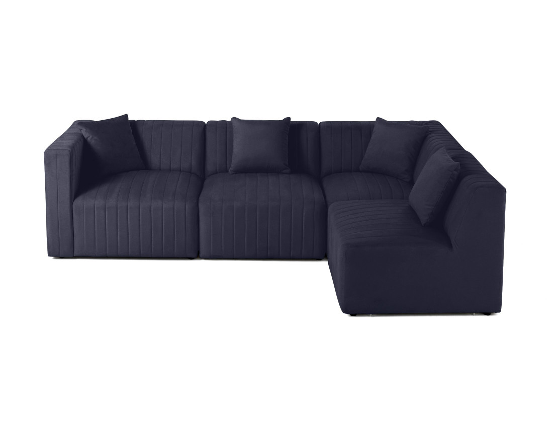 Canapé modulable d'angle droit 5 places en velours Nova