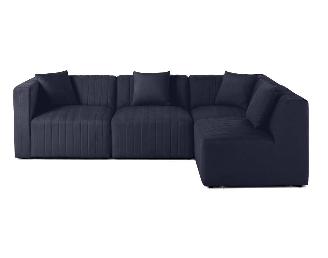 Canapé modulable d'angle droit 5 places en velours Nova