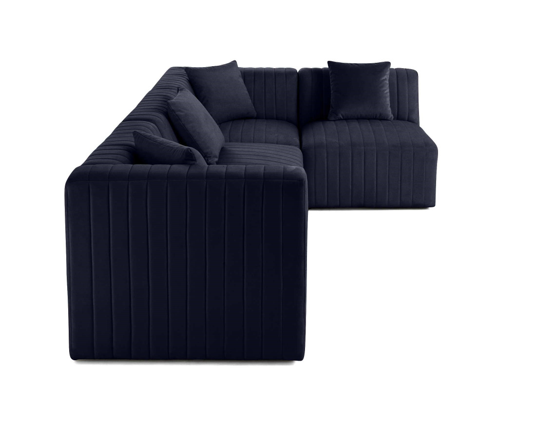 Canapé modulable d'angle droit 5 places en velours Nova