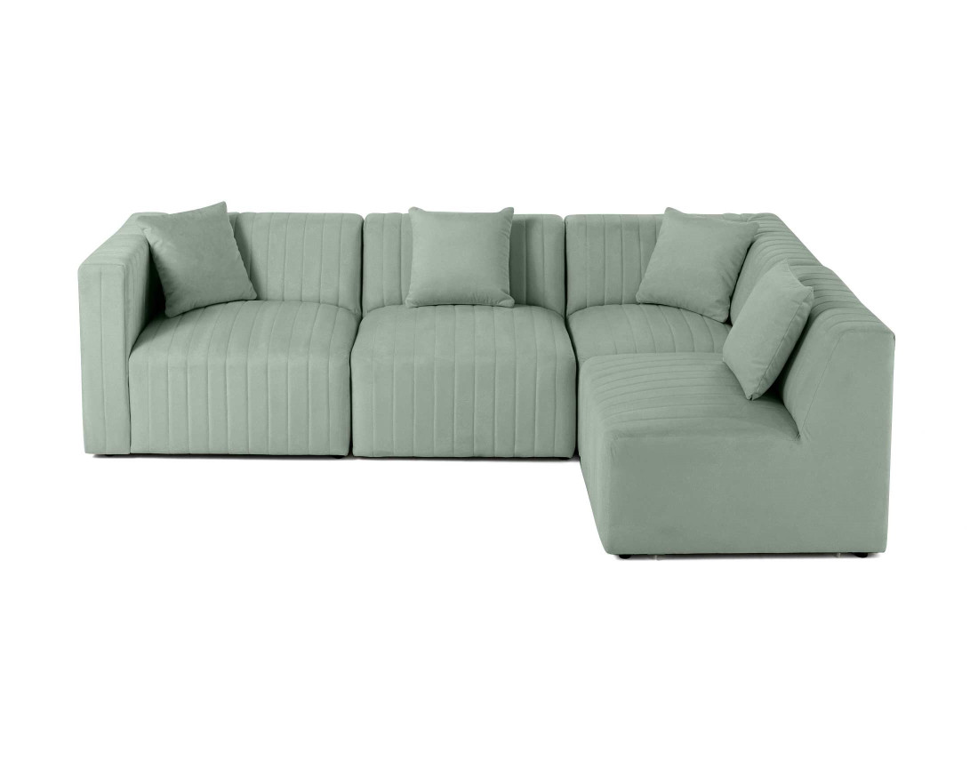 Canapé modulable d'angle droit 5 places en velours Nova Canapé modulable d'angle droit 5 places en velours Nova