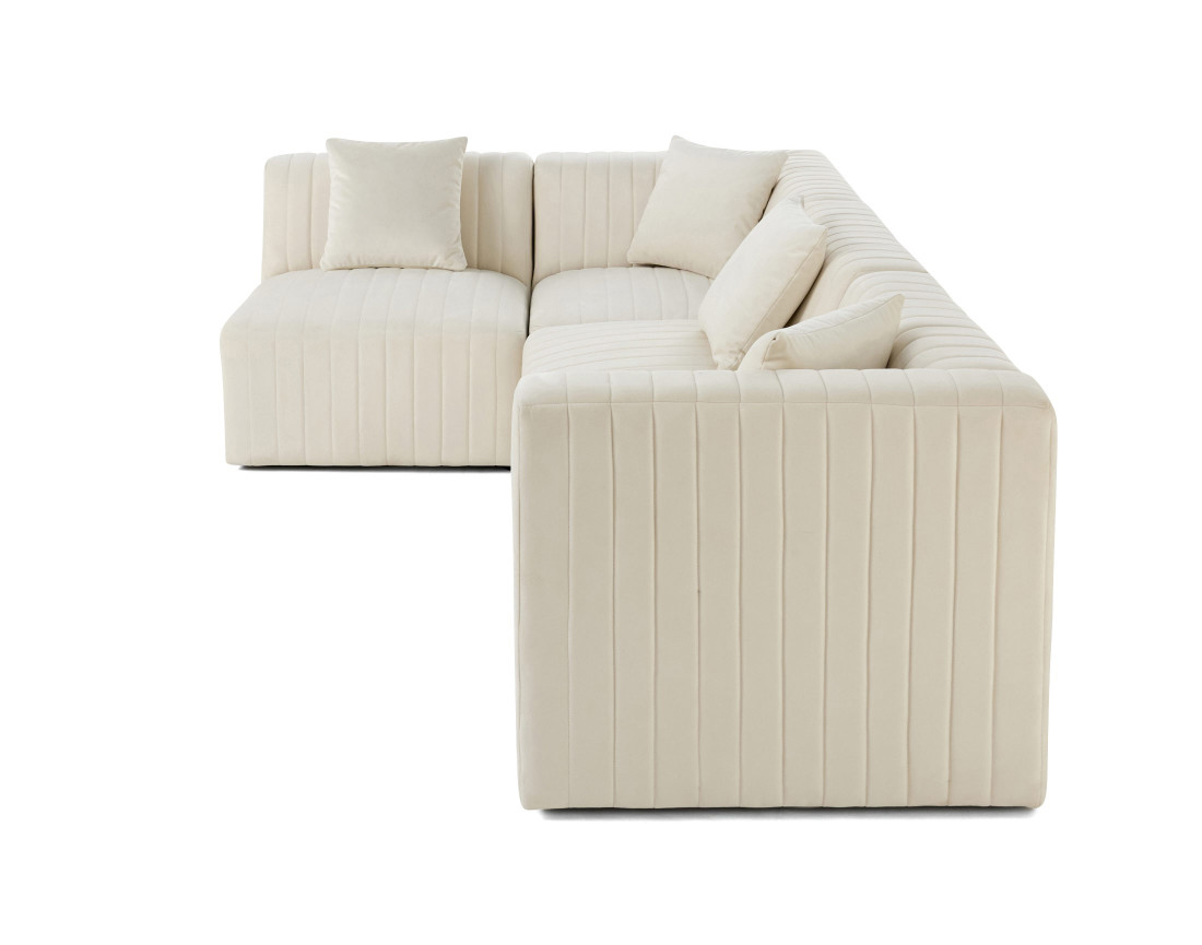 Canapé modulable d'angle gauche 5 places en velours Nova