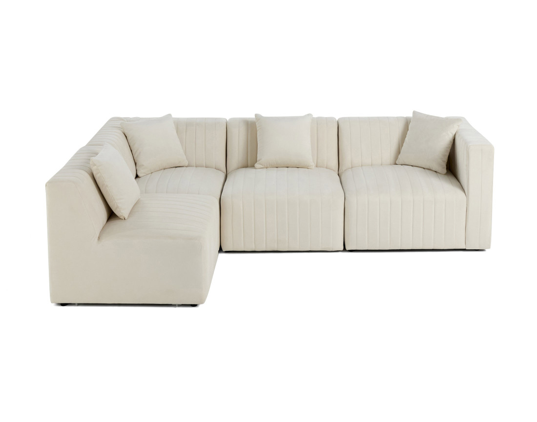 Canapé modulable d'angle gauche 5 places en velours Nova