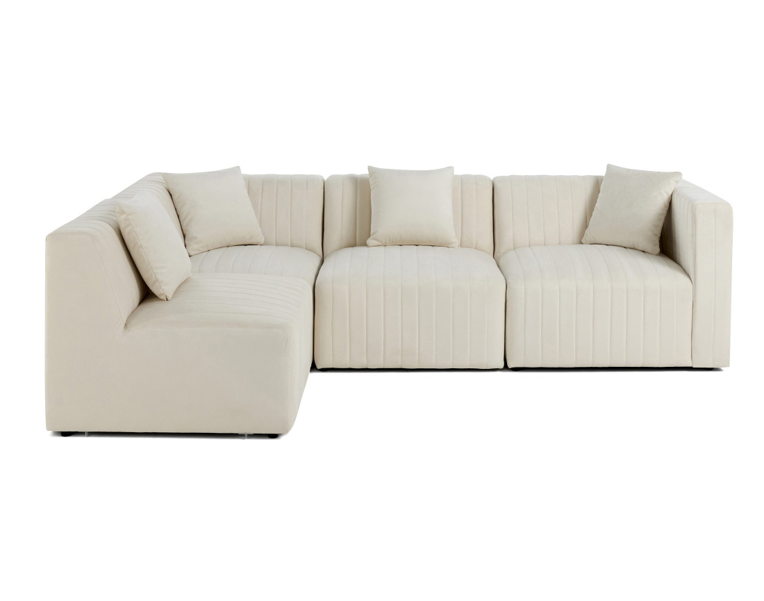 Canapé modulable d'angle gauche 5 places en velours Nova