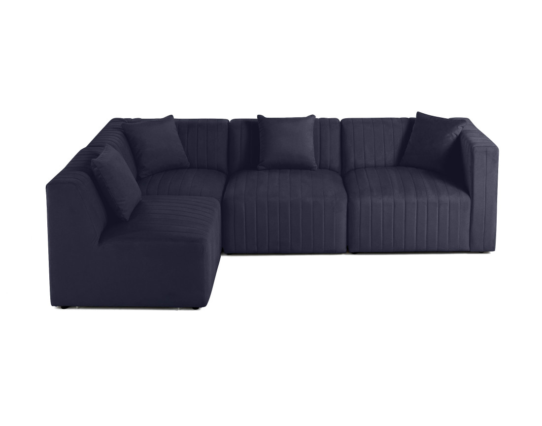 Canapé modulable d'angle gauche 5 places en velours Nova