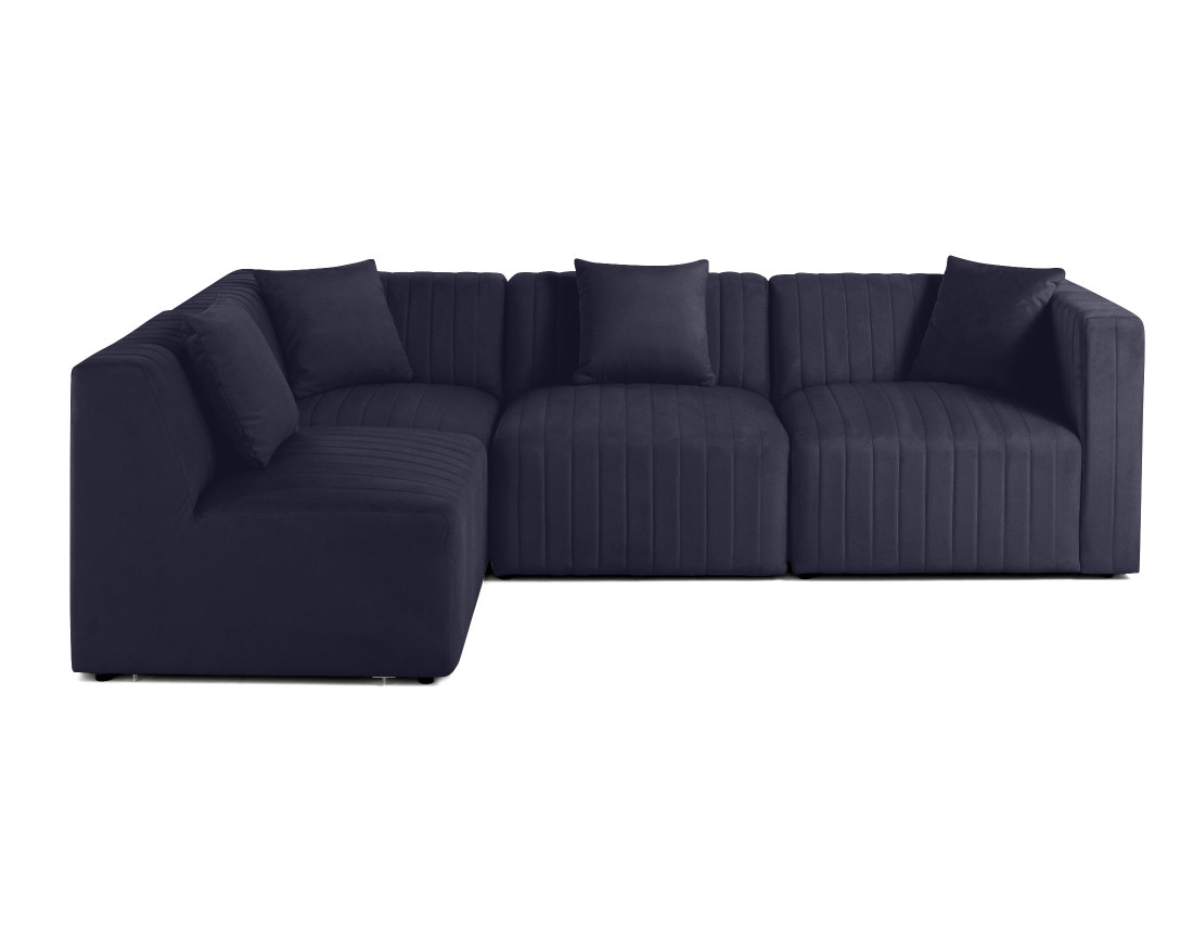 Canapé modulable d'angle gauche 5 places en velours Nova