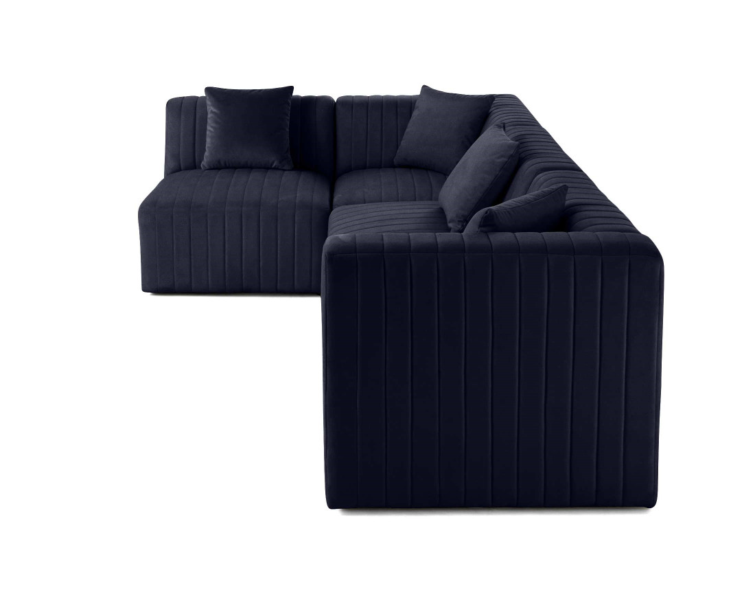 Canapé modulable d'angle gauche 5 places en velours Nova
