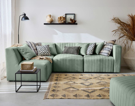 Canapé modulable d'angle gauche 5 places en velours Nova