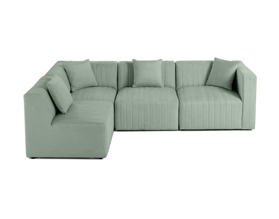 Canapé modulable d'angle gauche 5 places en velours Nova