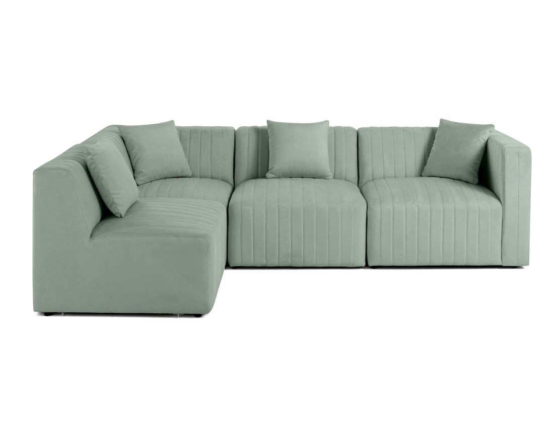 Canapé modulable d'angle gauche 5 places en velours Nova