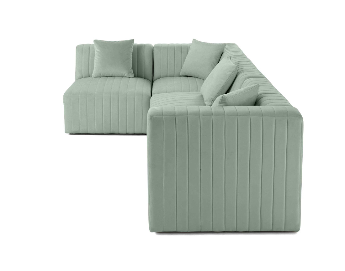 Canapé modulable d'angle gauche 5 places en velours Nova